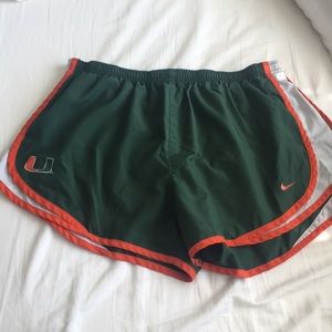 University of Miami Nike running shorts
